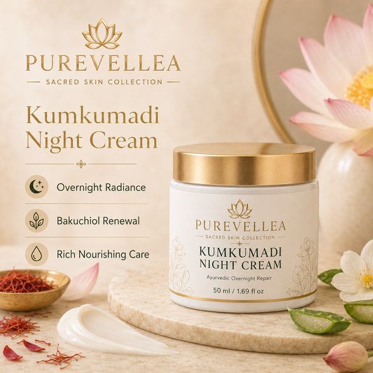 PUREVELLEA® Kumkumadi Night Cream – Ayurvedic Overnight Repair Moisturizer with Bakuchiol