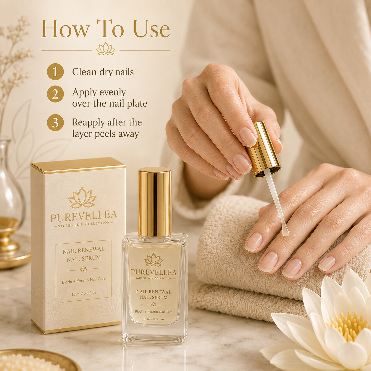 PUREVELLEA® Nail Renewal Nail Serum – Biotin + Keratin Nail Care