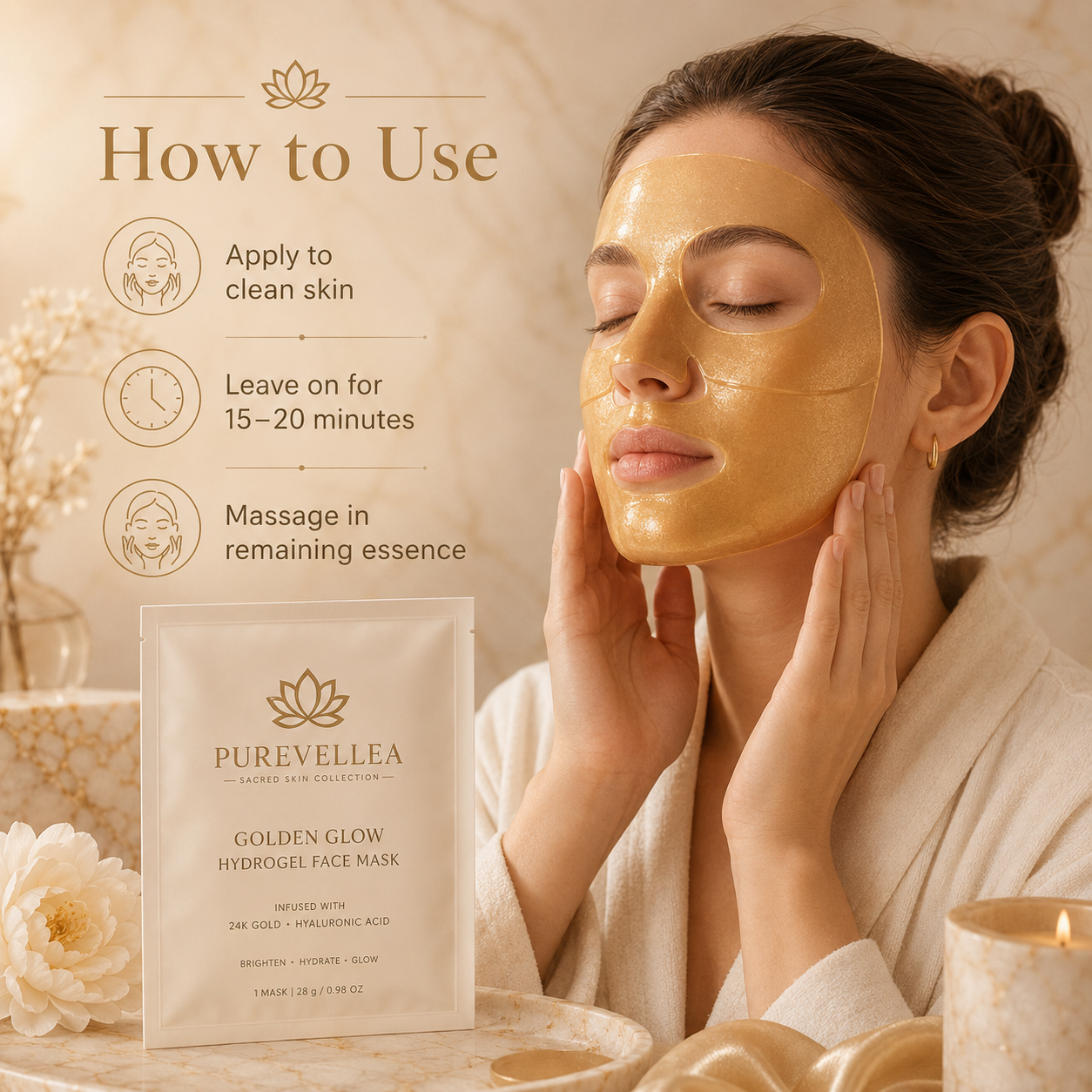 PUREVELLEA® Golden Glow Hydrogel Face Mask