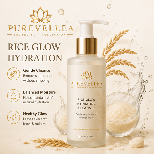 PUREVELLEA® Rice Glow Hydrating Serum – Lightweight Facial Serum with Rice Extract